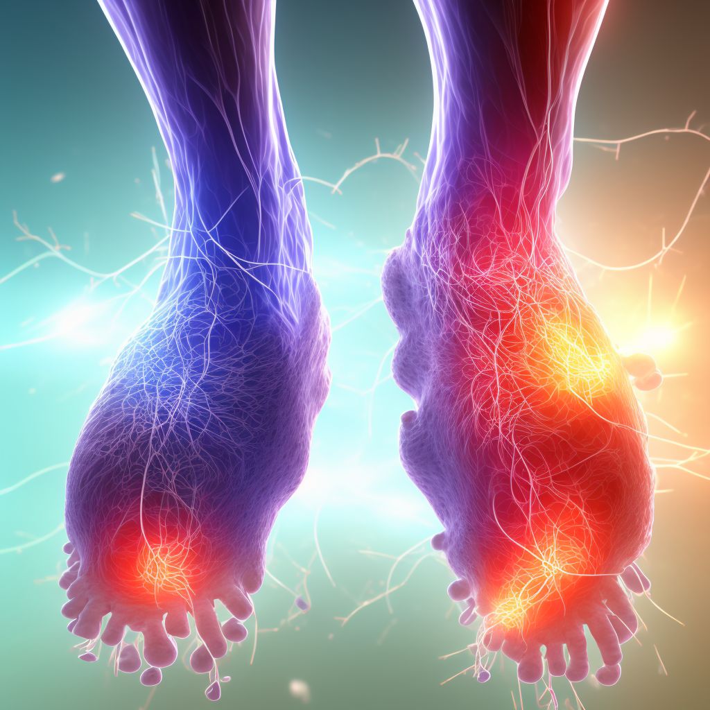 Injury of cutaneous sensory nerve at ankle and foot level, left leg, sequela digital illustration