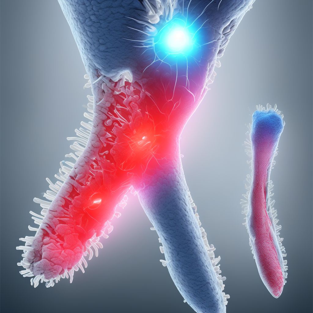 Unspecified injury of dorsal artery of right foot, sequela digital illustration