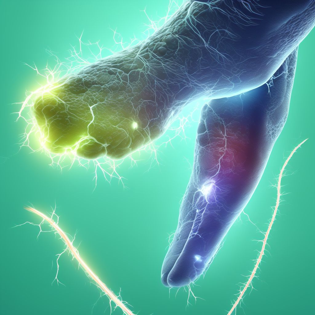 Laceration of dorsal artery of unspecified foot, subsequent encounter digital illustration