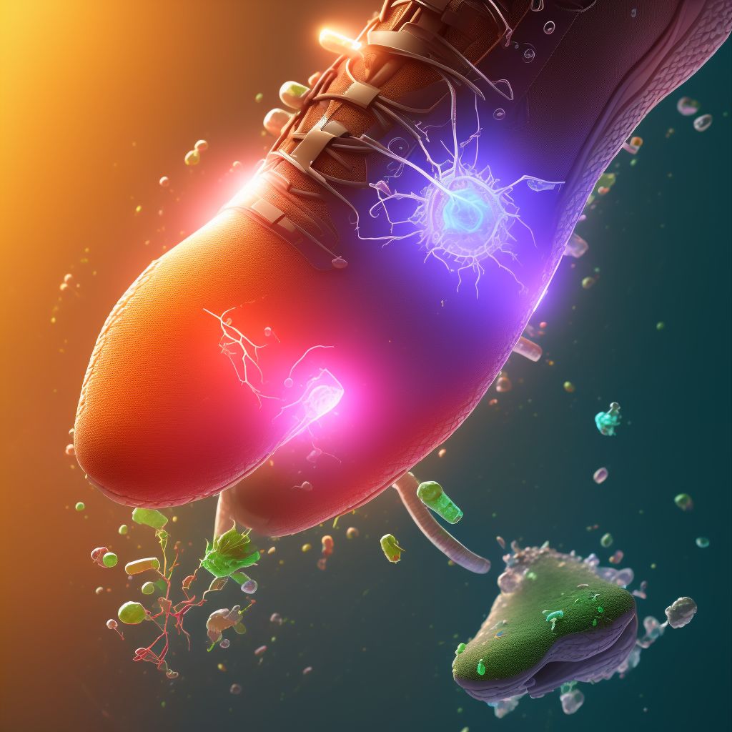 Unspecified injury of plantar artery of right foot, initial encounter digital illustration