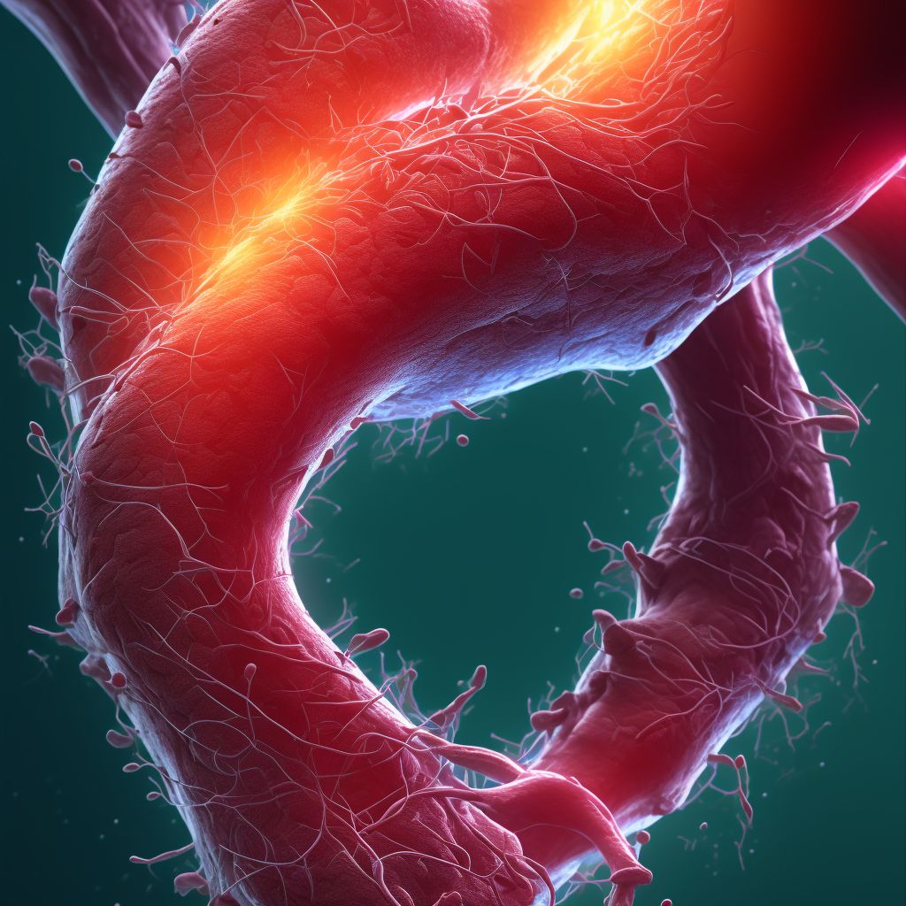 Laceration of plantar artery of right foot, subsequent encounter digital illustration