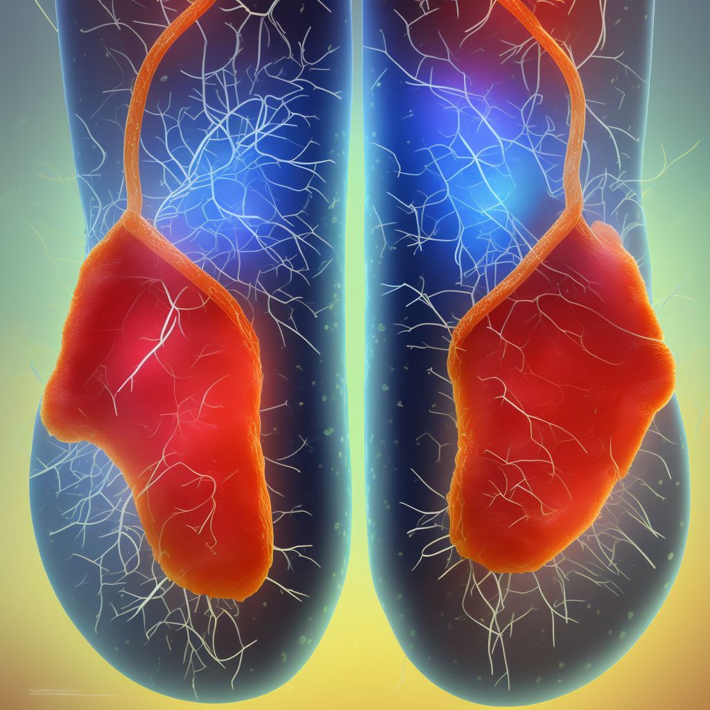 Laceration of dorsal vein of unspecified foot, sequela digital illustration