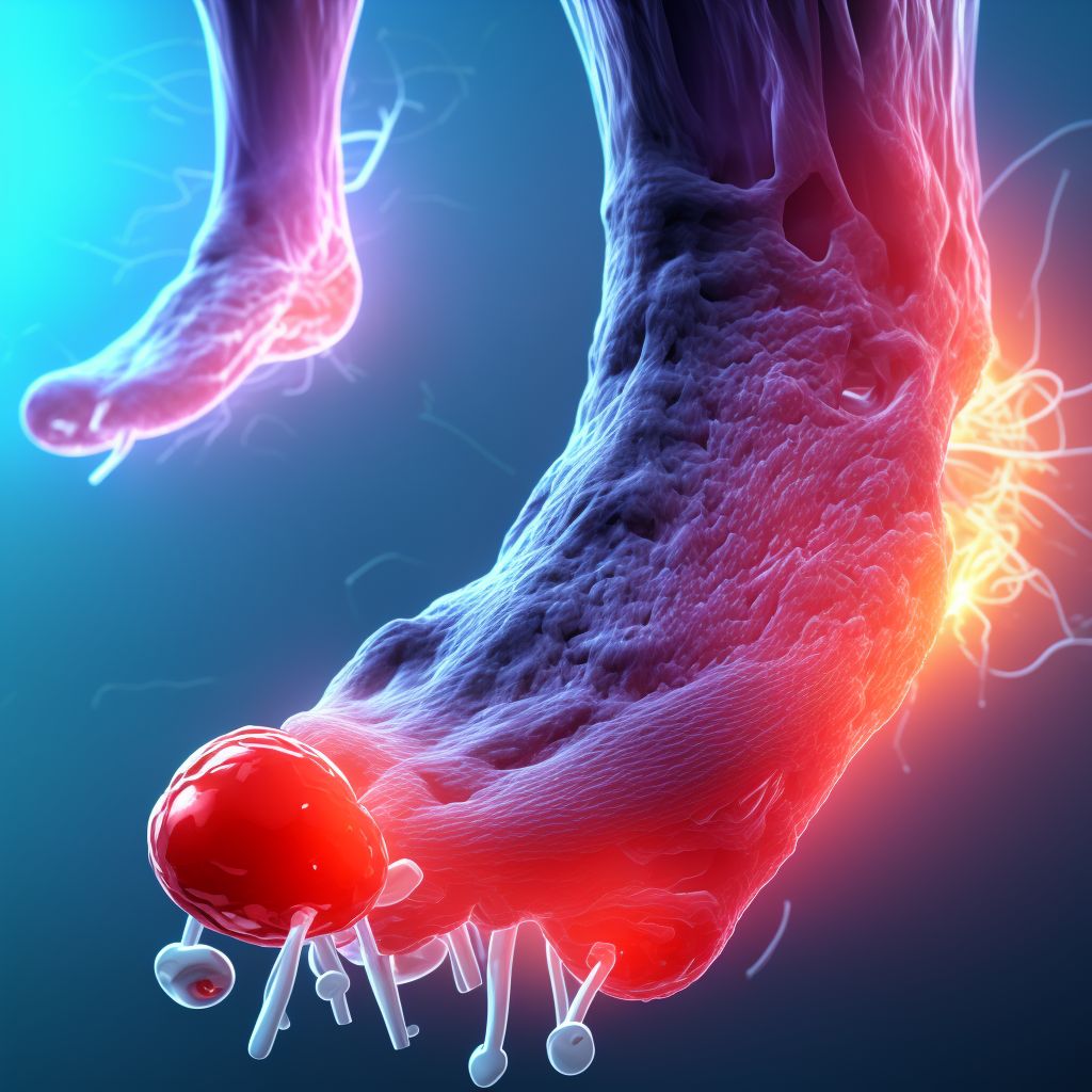 Unspecified injury of other blood vessels at ankle and foot level, right leg, sequela digital illustration