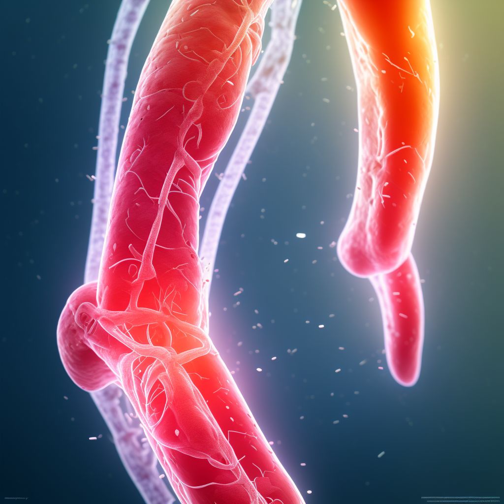 Unspecified injury of other blood vessels at ankle and foot level, left leg, sequela digital illustration