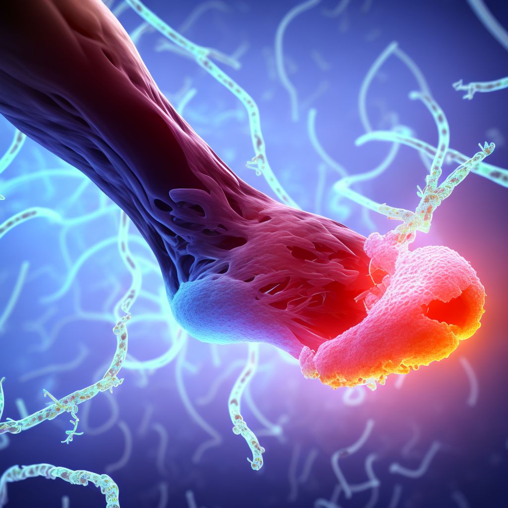 Unspecified injury of unspecified blood vessel at ankle and foot level, right leg, sequela digital illustration