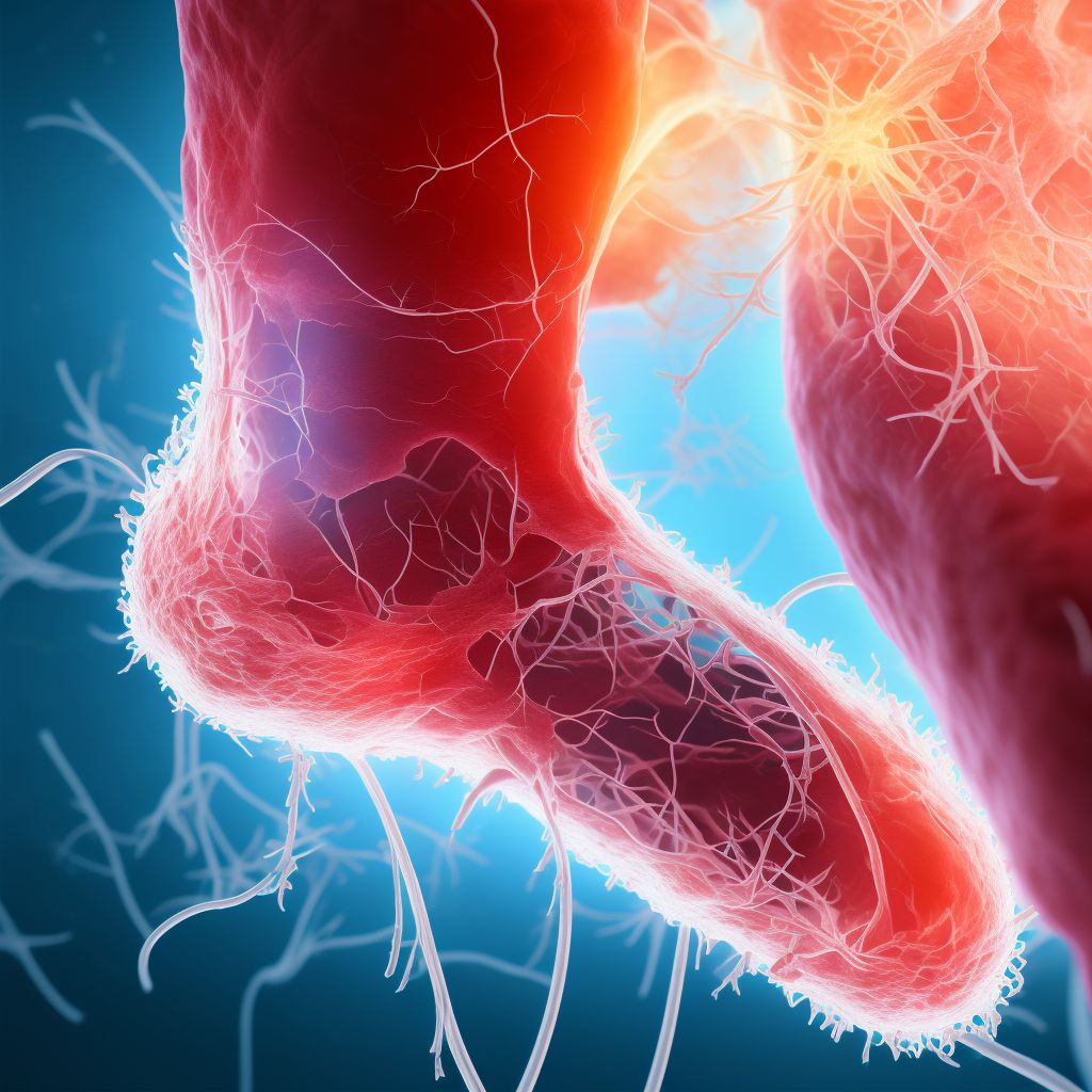 Laceration of unspecified blood vessel at ankle and foot level, left leg, subsequent encounter digital illustration