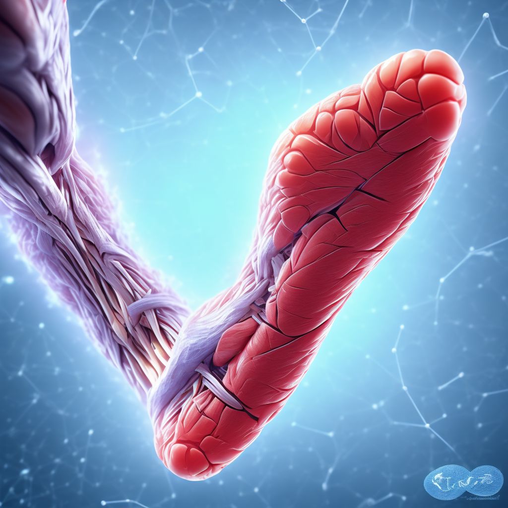 Strain of muscle and tendon of long flexor muscle of toe at ankle and foot level, left foot, subsequent encounter digital illustration