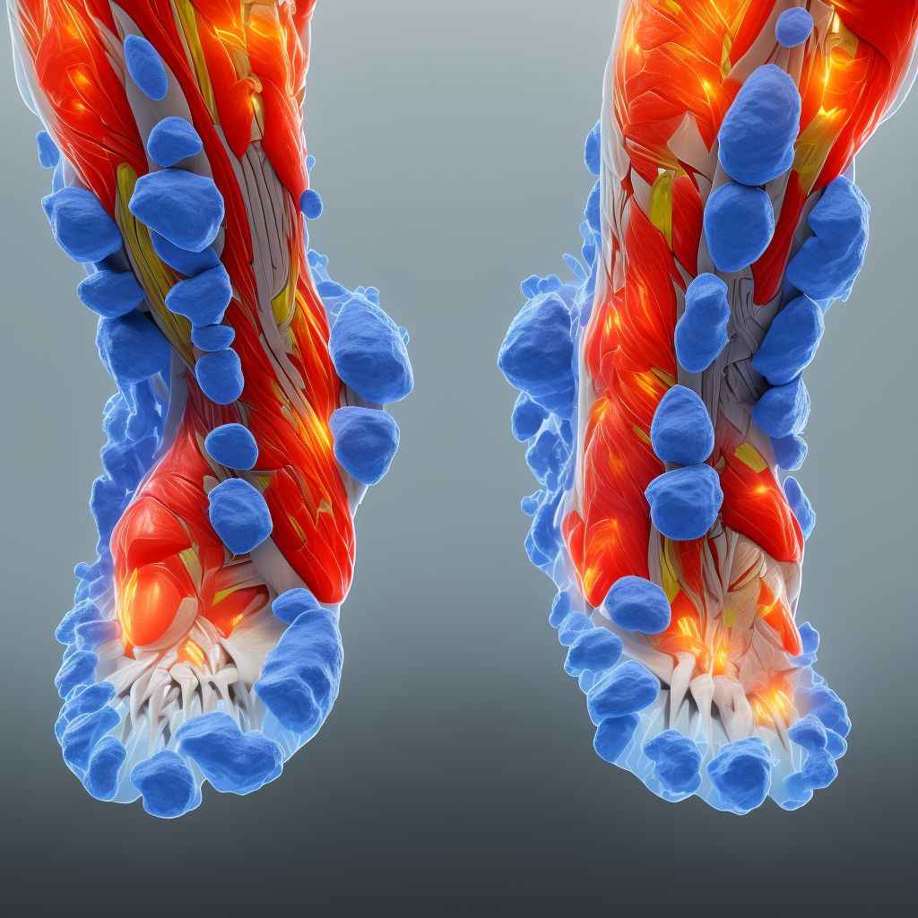 Strain of muscle and tendon of long flexor muscle of toe at ankle and foot level, left foot, sequela digital illustration