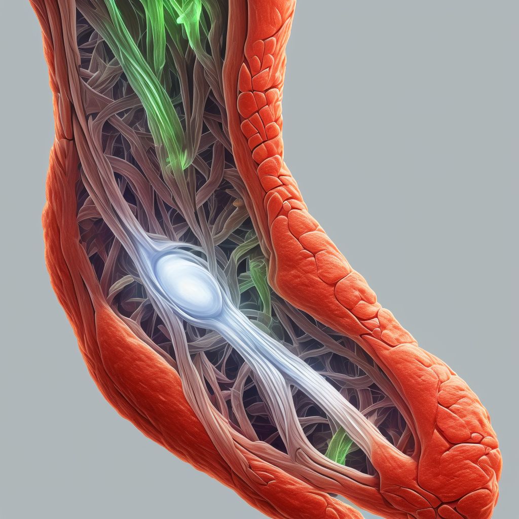 Strain of muscle and tendon of long flexor muscle of toe at ankle and foot level, unspecified foot, sequela digital illustration