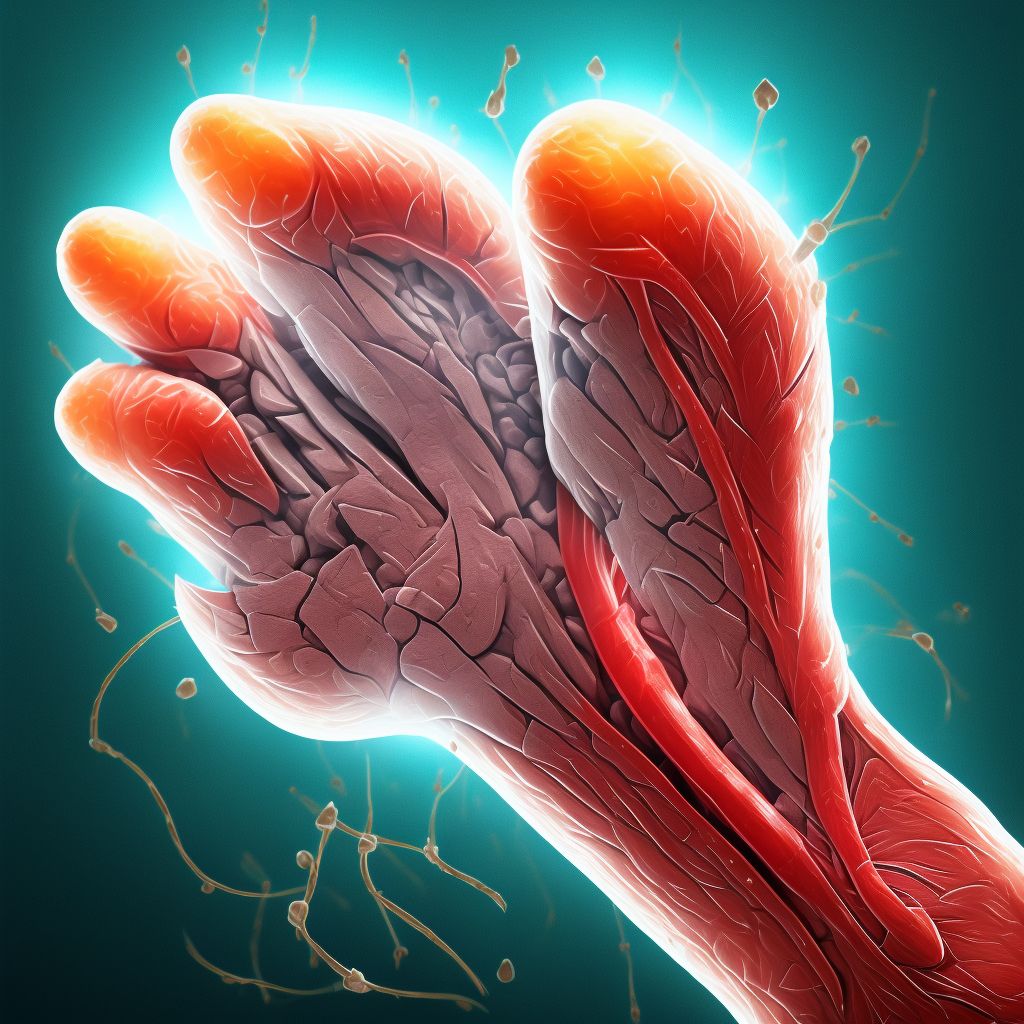 Laceration of muscle and tendon of long flexor muscle of toe at ankle and foot level, left foot, initial encounter digital illustration