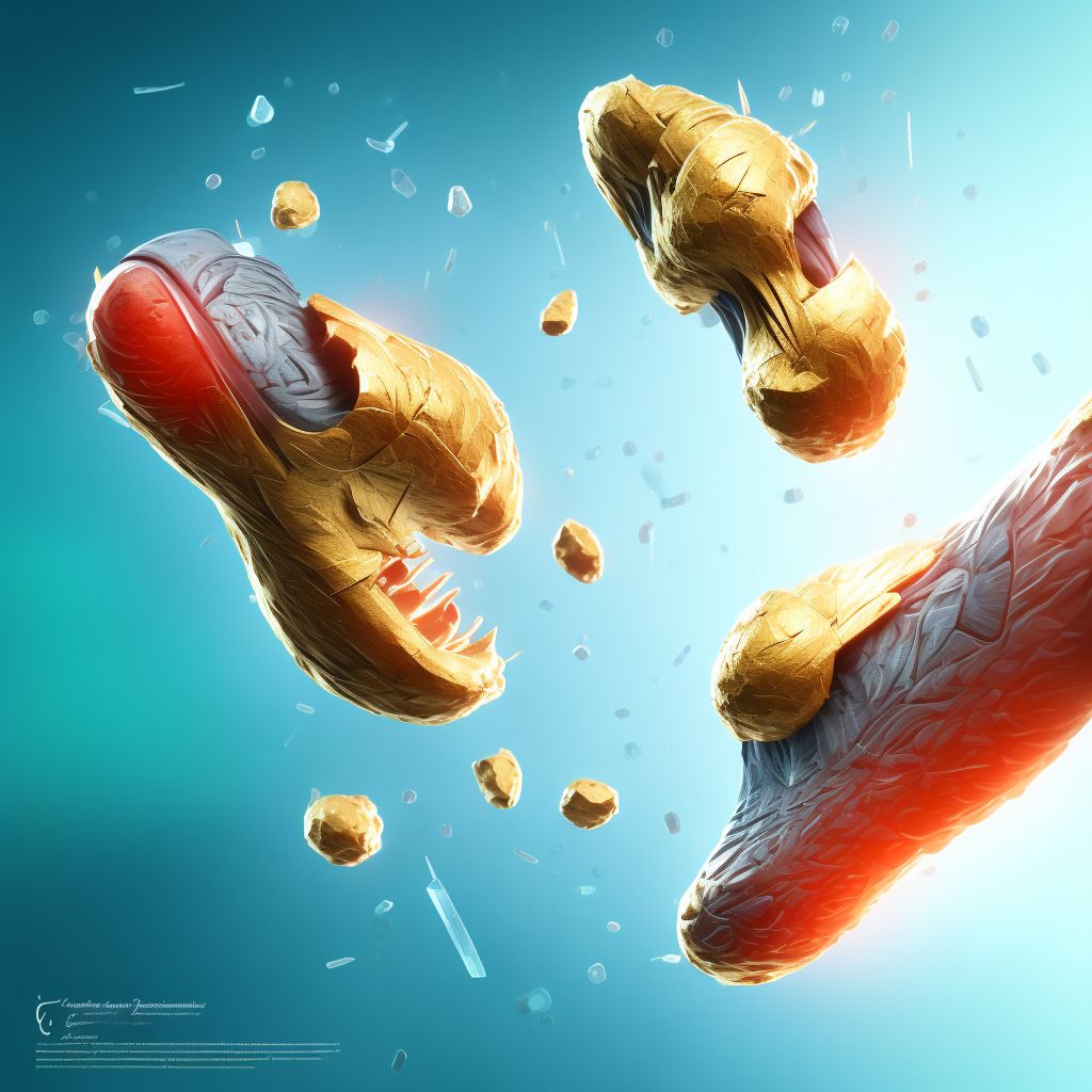 Laceration of muscle and tendon of long flexor muscle of toe at ankle and foot level, left foot, subsequent encounter digital illustration