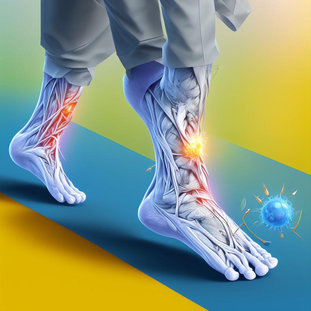 Laceration of muscle and tendon of long flexor muscle of toe at ankle and foot level, left foot, sequela digital illustration