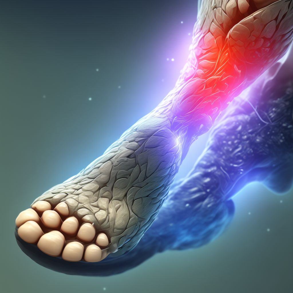 Laceration of muscle and tendon of long flexor muscle of toe at ankle and foot level, unspecified foot, initial encounter digital illustration