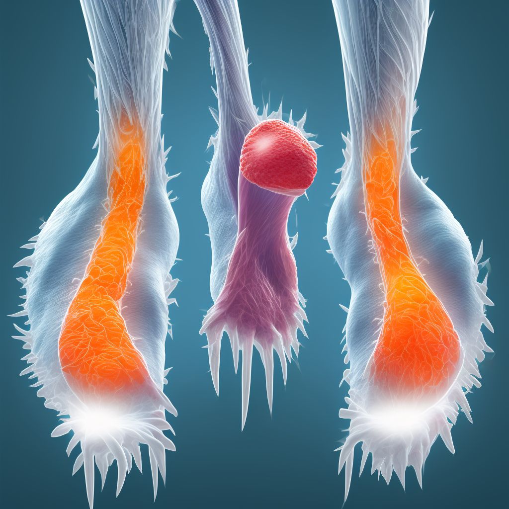 Laceration of muscle and tendon of long flexor muscle of toe at ankle and foot level, unspecified foot, sequela digital illustration