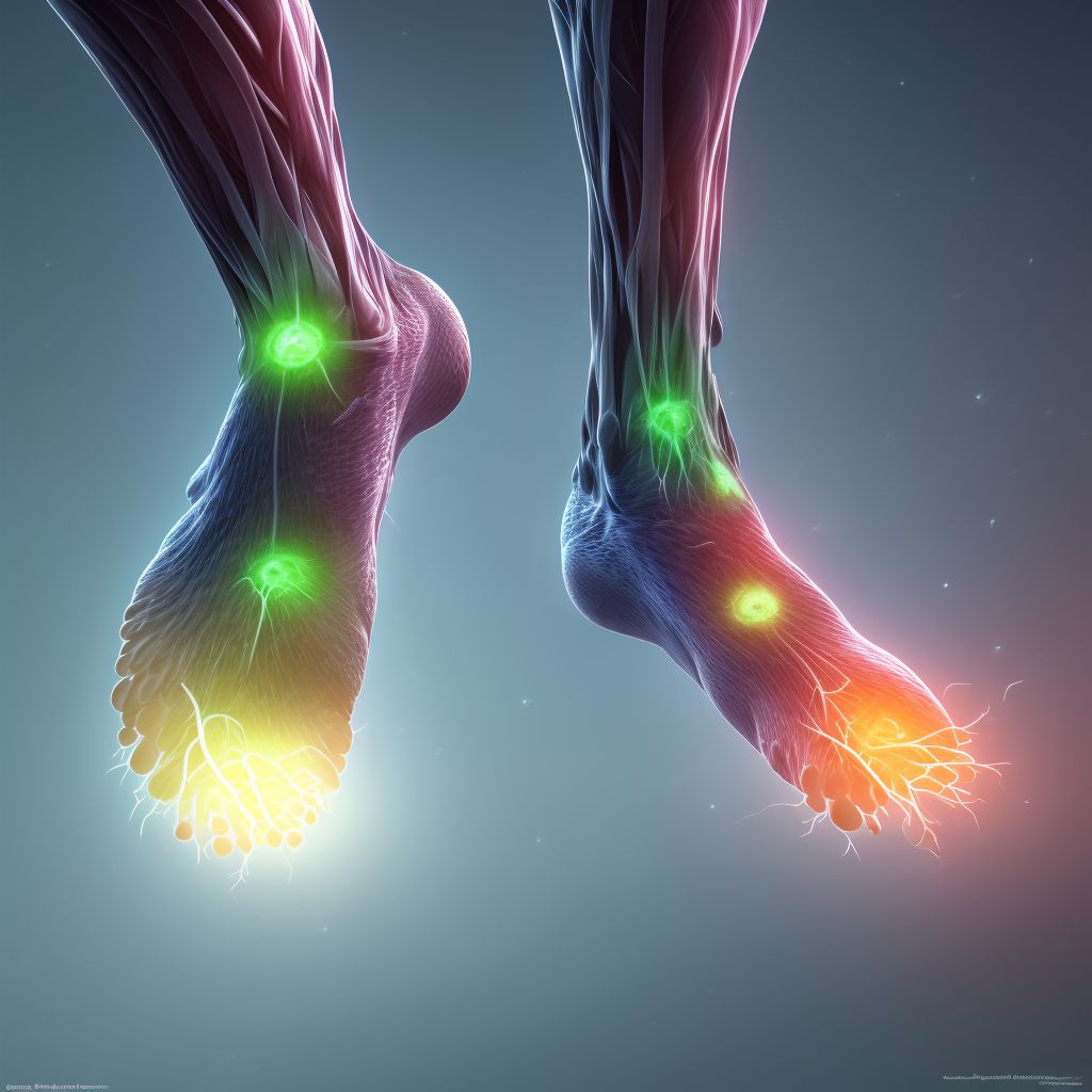 Unspecified injury of muscle and tendon of long extensor muscle of toe at ankle and foot level, left foot, subsequent encounter digital illustration