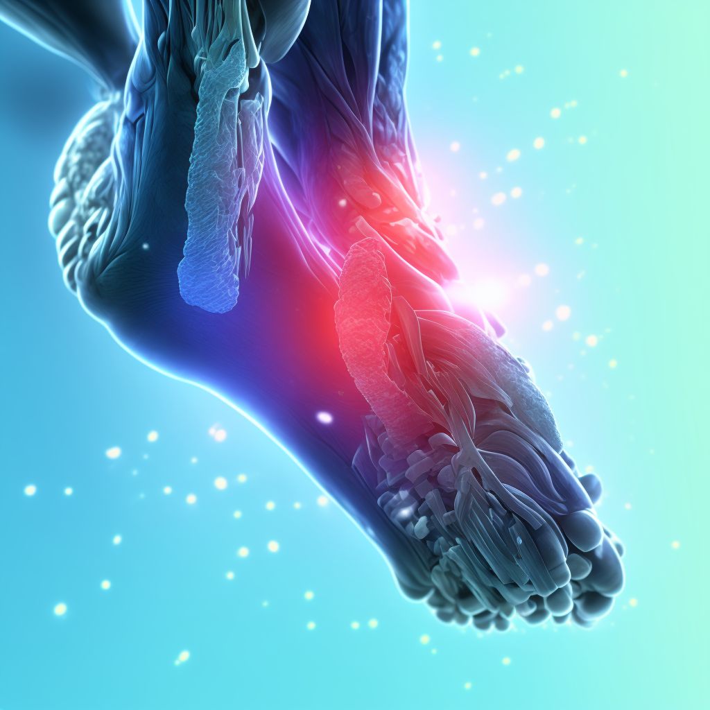 Unspecified injury of muscle and tendon of long extensor muscle of toe at ankle and foot level, left foot, sequela digital illustration