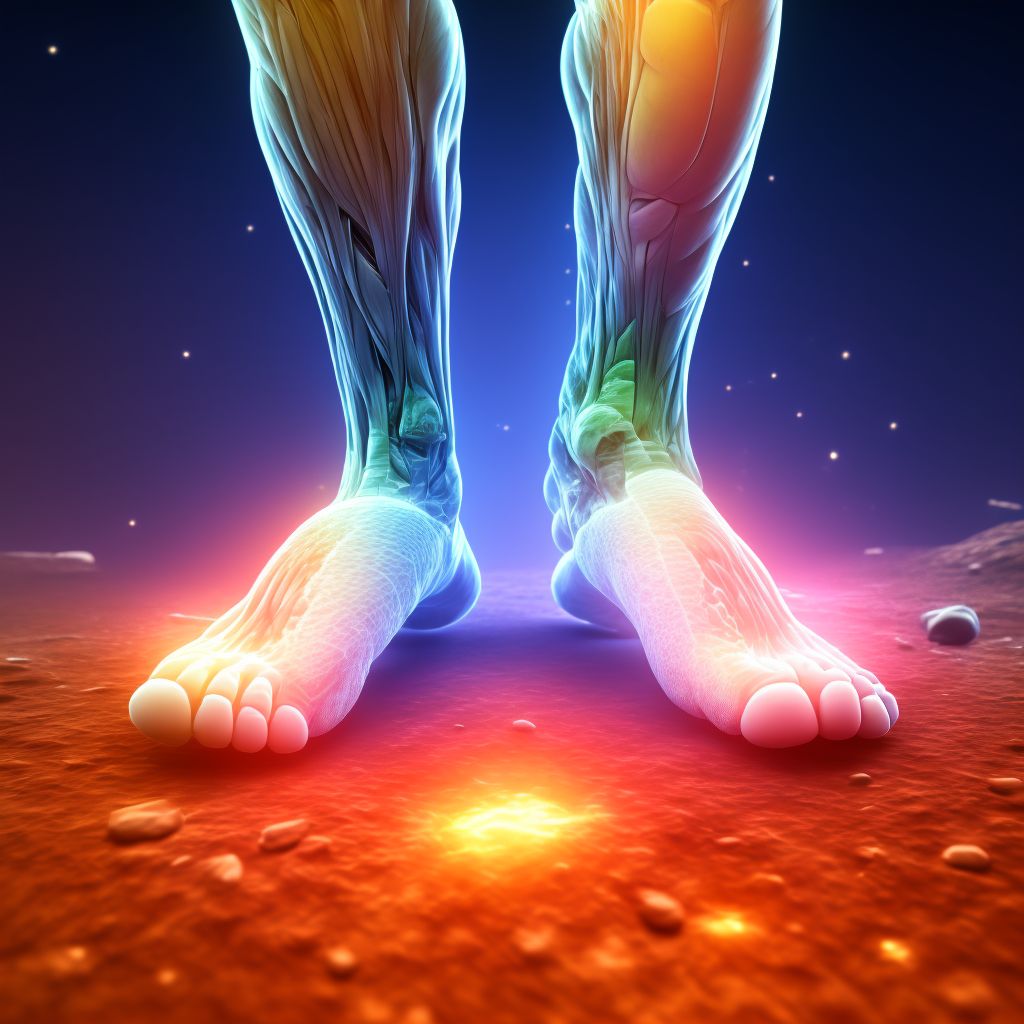 Unspecified injury of muscle and tendon of long extensor muscle of toe at ankle and foot level, unspecified foot, subsequent encounter digital illustration