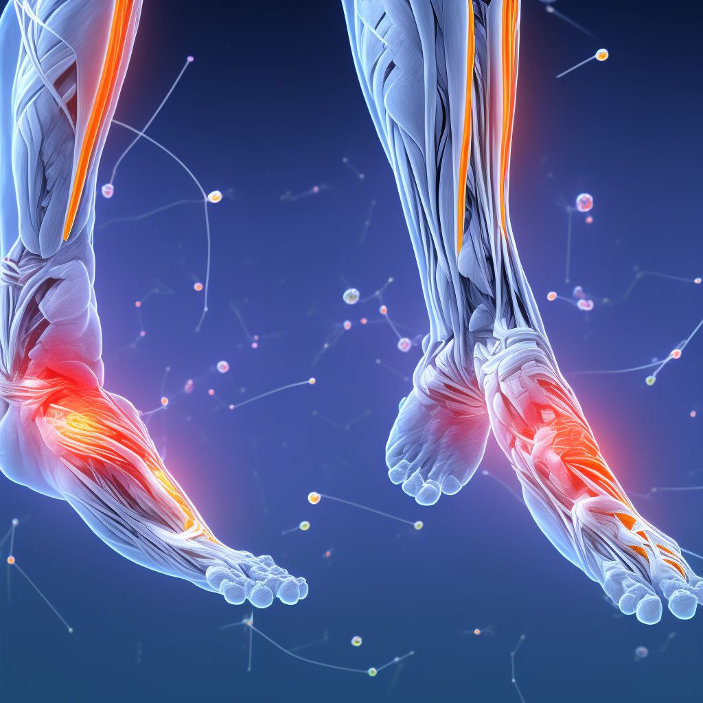 Strain of muscle and tendon of long extensor muscle of toe at ankle and foot level, right foot, sequela digital illustration