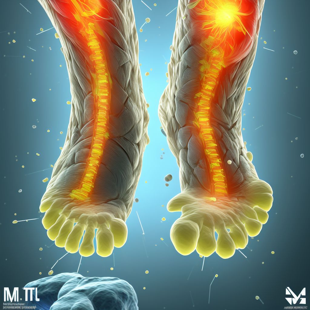 Strain of muscle and tendon of long extensor muscle of toe at ankle and foot level, left foot, subsequent encounter digital illustration