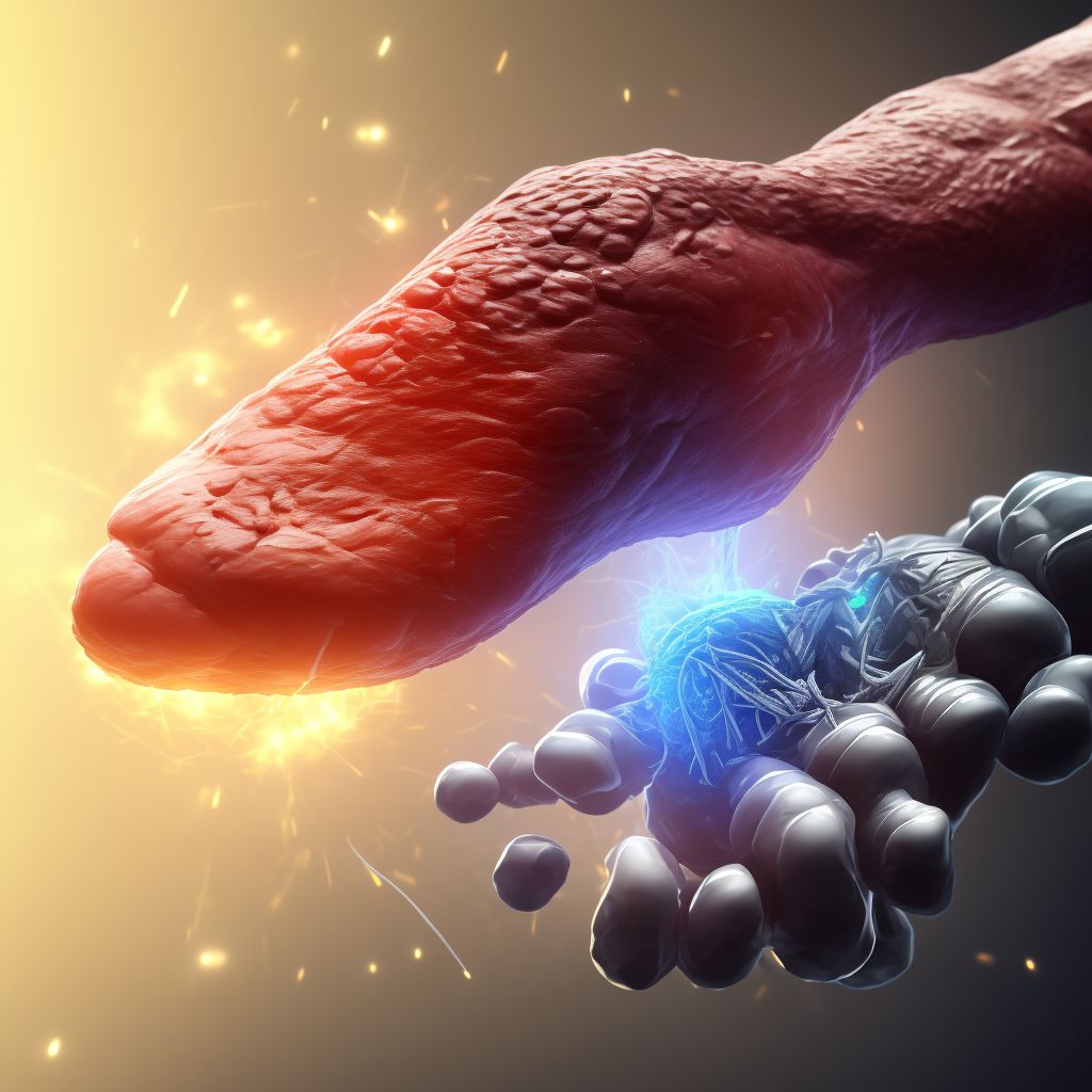 Laceration of muscle and tendon of long extensor muscle of toe at ankle and foot level, right foot, sequela digital illustration