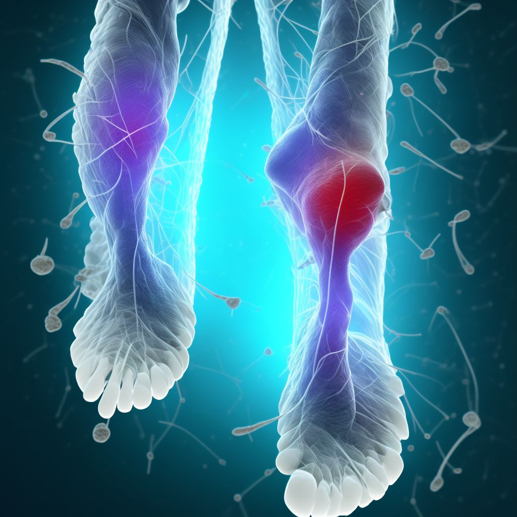 Laceration of muscle and tendon of long extensor muscle of toe at ankle and foot level, left foot, initial encounter digital illustration