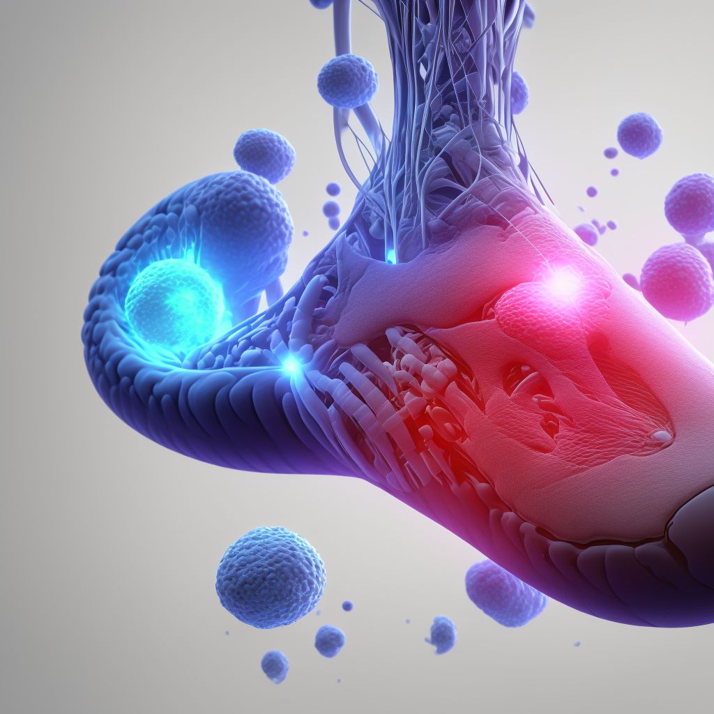 Strain of intrinsic muscle and tendon at ankle and foot level, right foot, sequela digital illustration