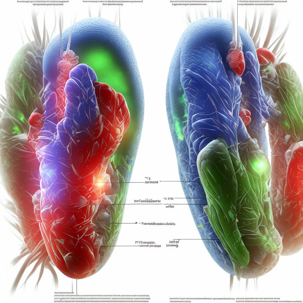 Strain of intrinsic muscle and tendon at ankle and foot level, left foot, subsequent encounter digital illustration