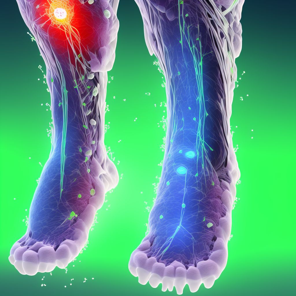 Strain of intrinsic muscle and tendon at ankle and foot level, unspecified foot, subsequent encounter digital illustration