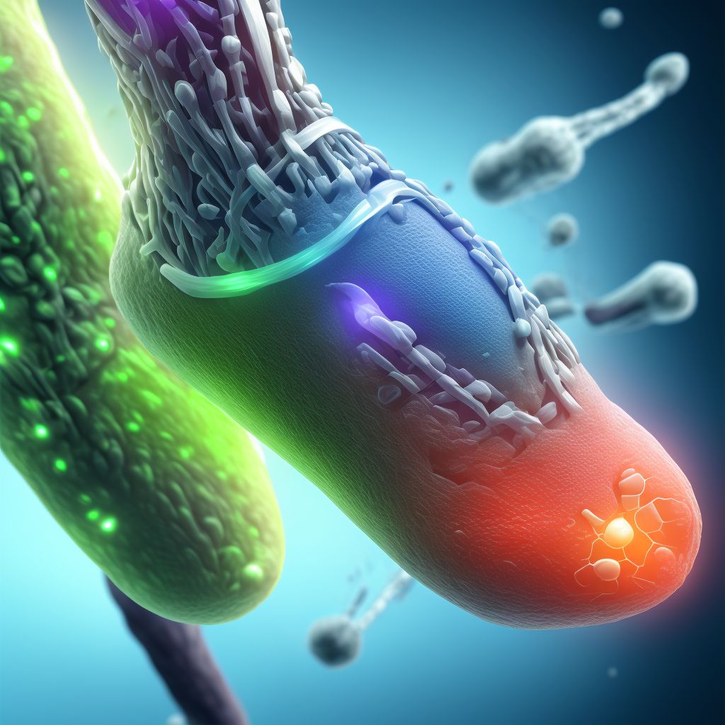 Strain of intrinsic muscle and tendon at ankle and foot level, unspecified foot, sequela digital illustration