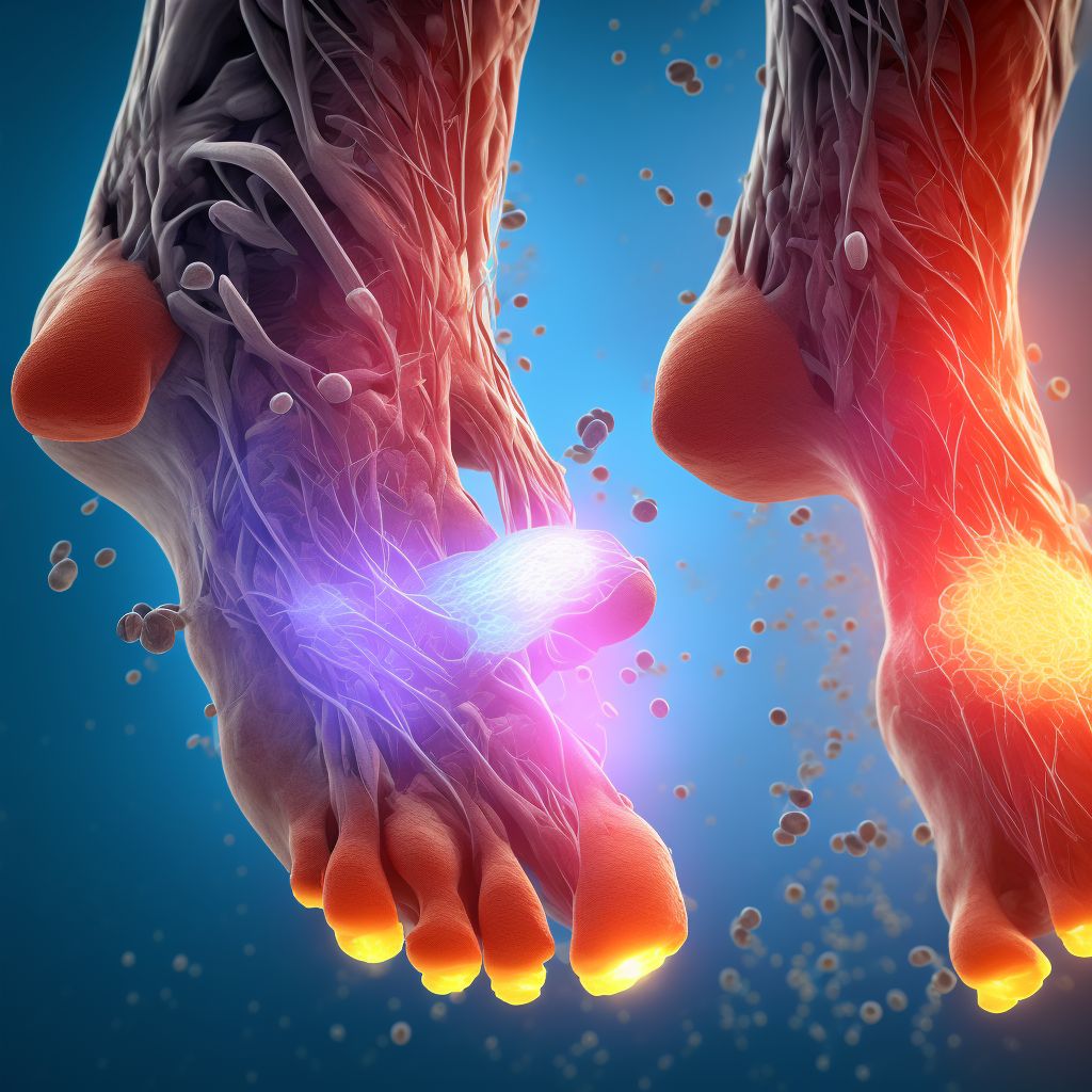 Laceration of intrinsic muscle and tendon at ankle and foot level, unspecified foot, sequela digital illustration