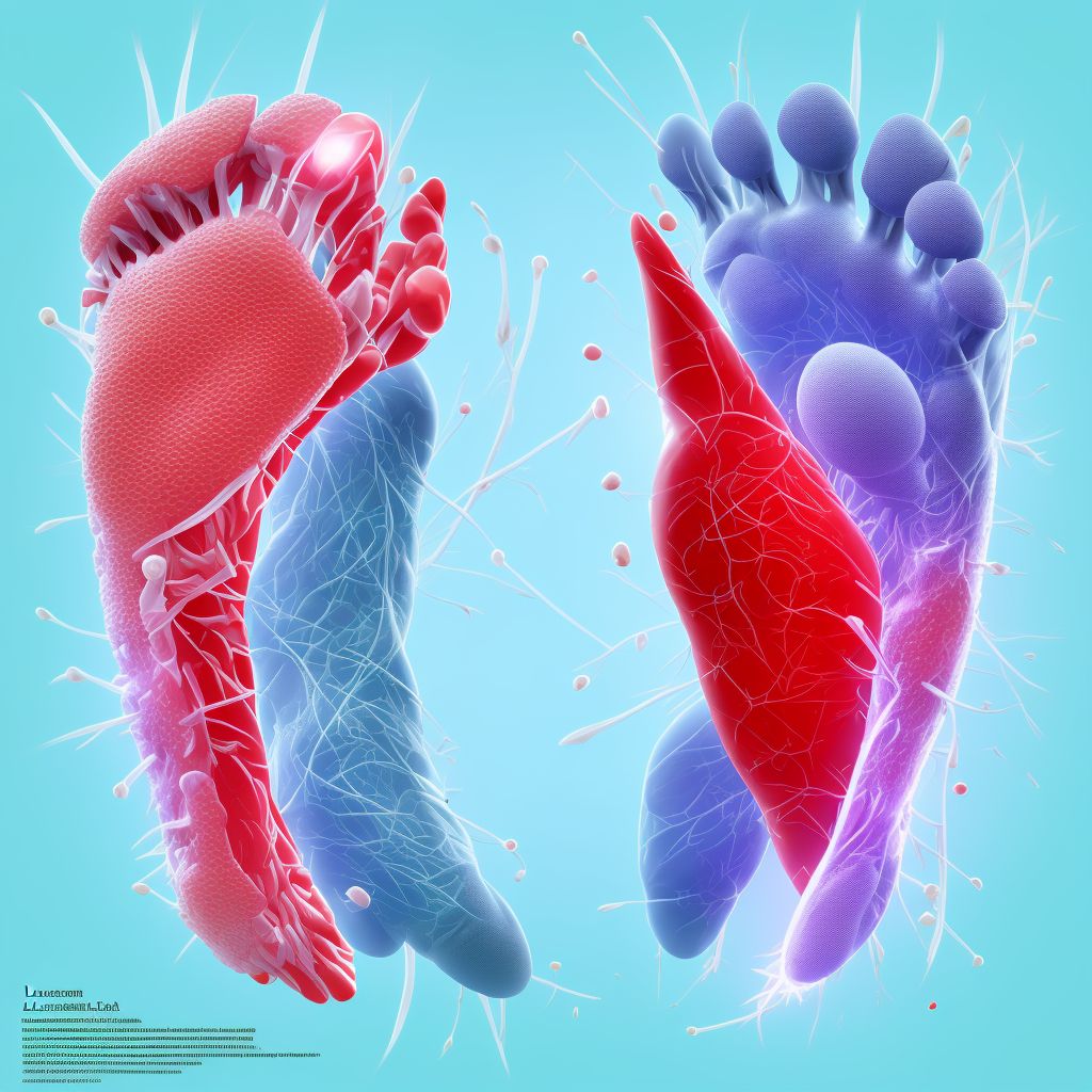 Laceration of other specified muscles and tendons at ankle and foot level, right foot, sequela digital illustration