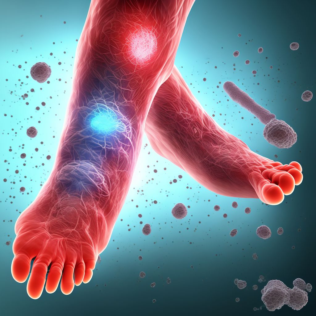 Laceration of other specified muscles and tendons at ankle and foot level, left foot, initial encounter digital illustration