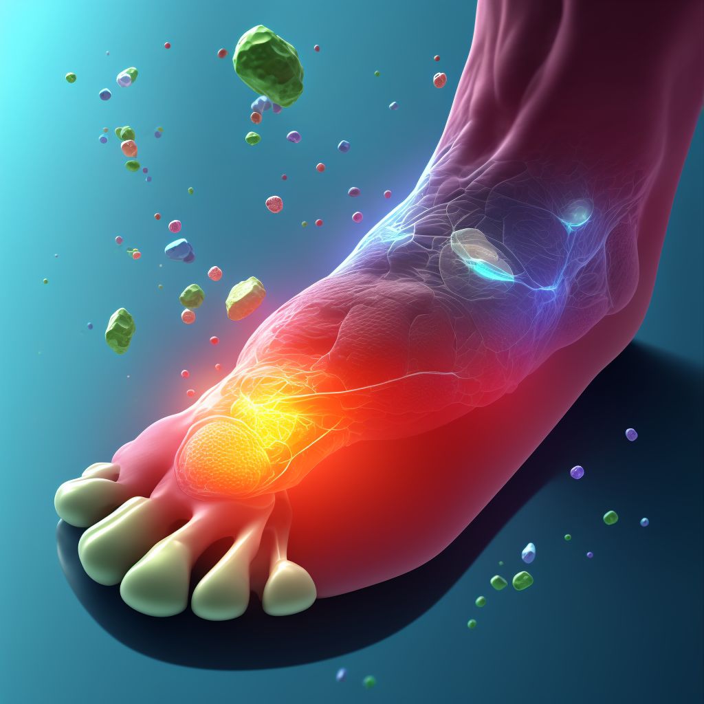 Unspecified injury of unspecified muscle and tendon at ankle and foot level, right foot, sequela digital illustration