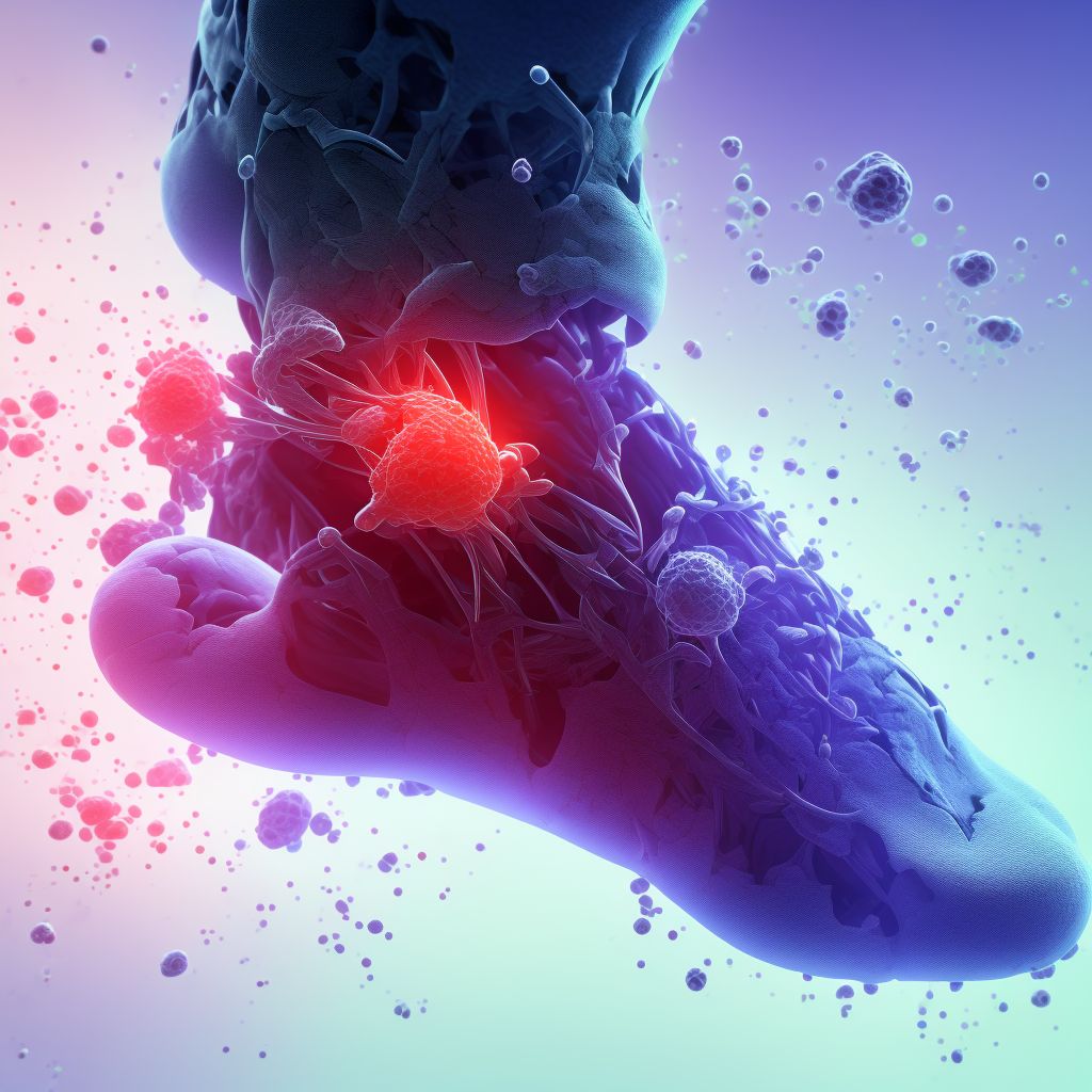 Strain of unspecified muscle and tendon at ankle and foot level, right foot, subsequent encounter digital illustration