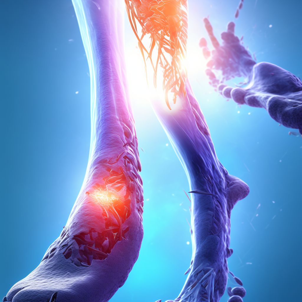 Laceration of unspecified muscle and tendon at ankle and foot level, left foot, sequela digital illustration