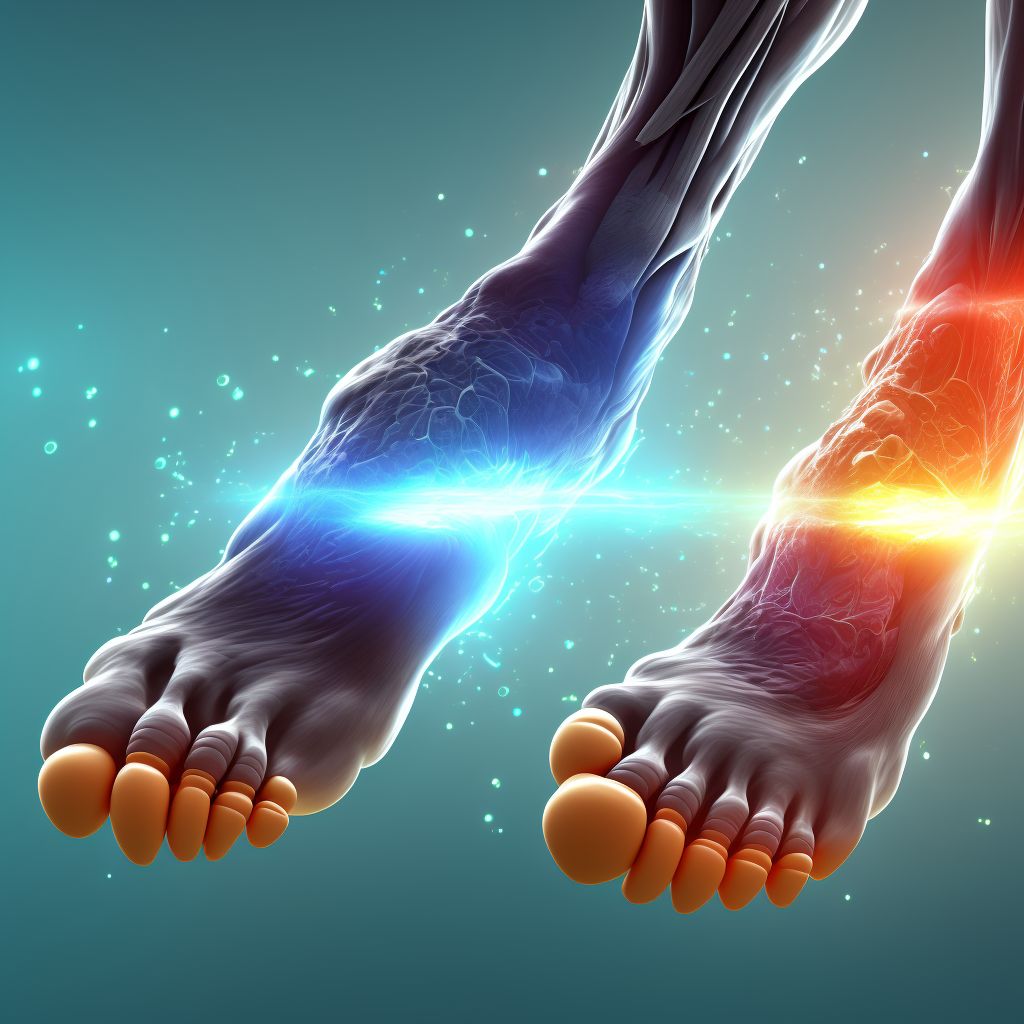 Other specified injury of unspecified muscle and tendon at ankle and foot level, right foot, sequela digital illustration