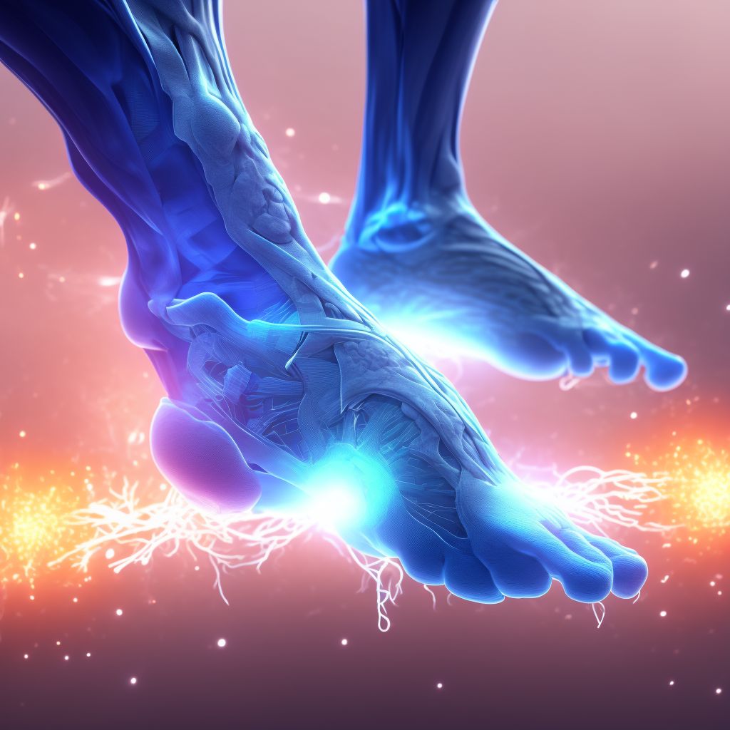 Other specified injury of unspecified muscle and tendon at ankle and foot level, left foot, sequela digital illustration