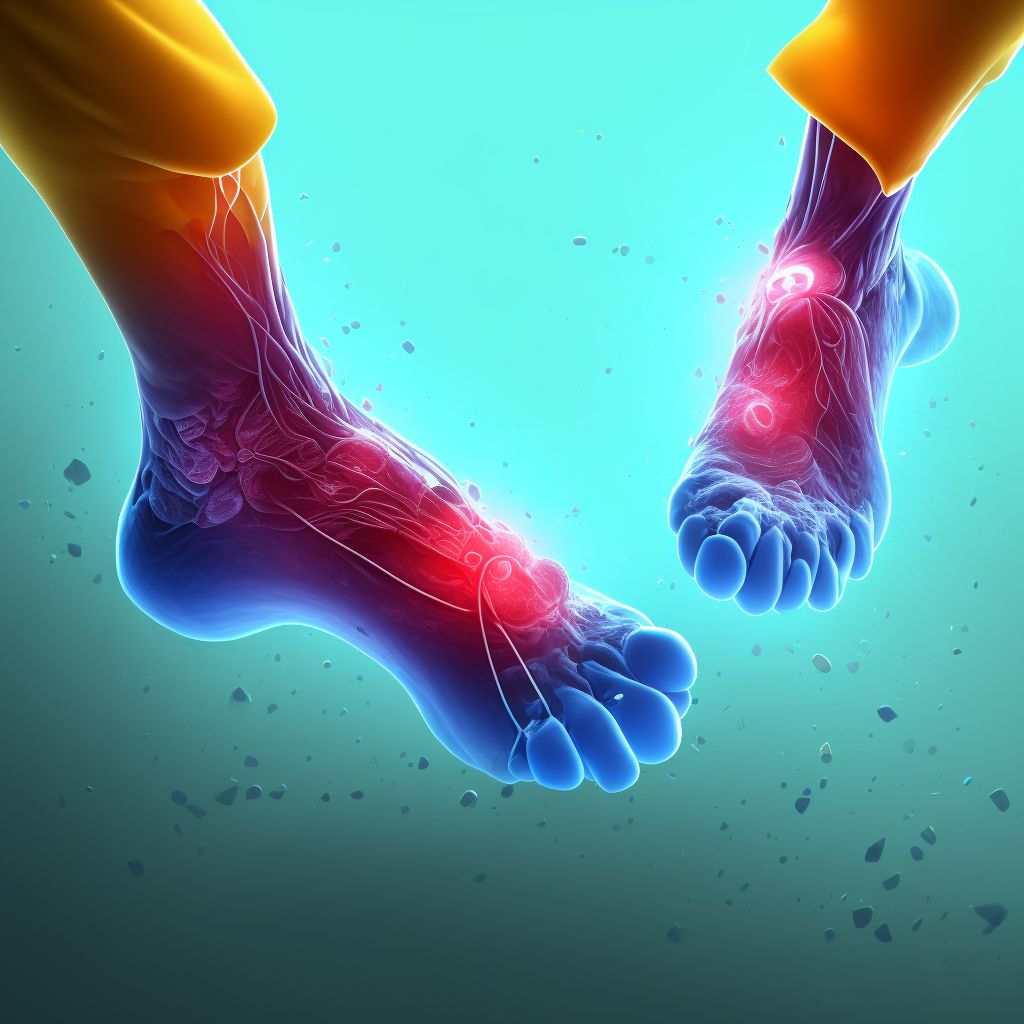 Crushing injury of unspecified foot, subsequent encounter digital illustration