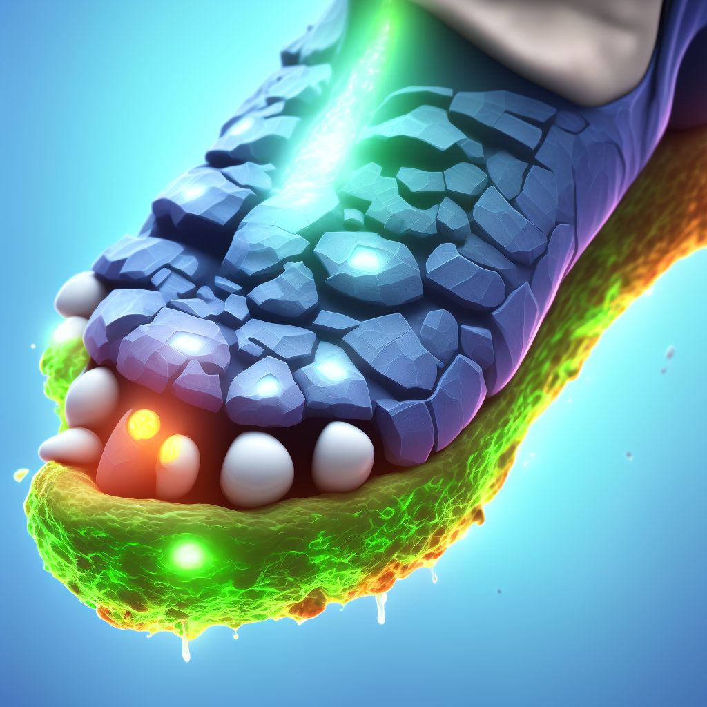 Crushing injury of unspecified foot, sequela digital illustration