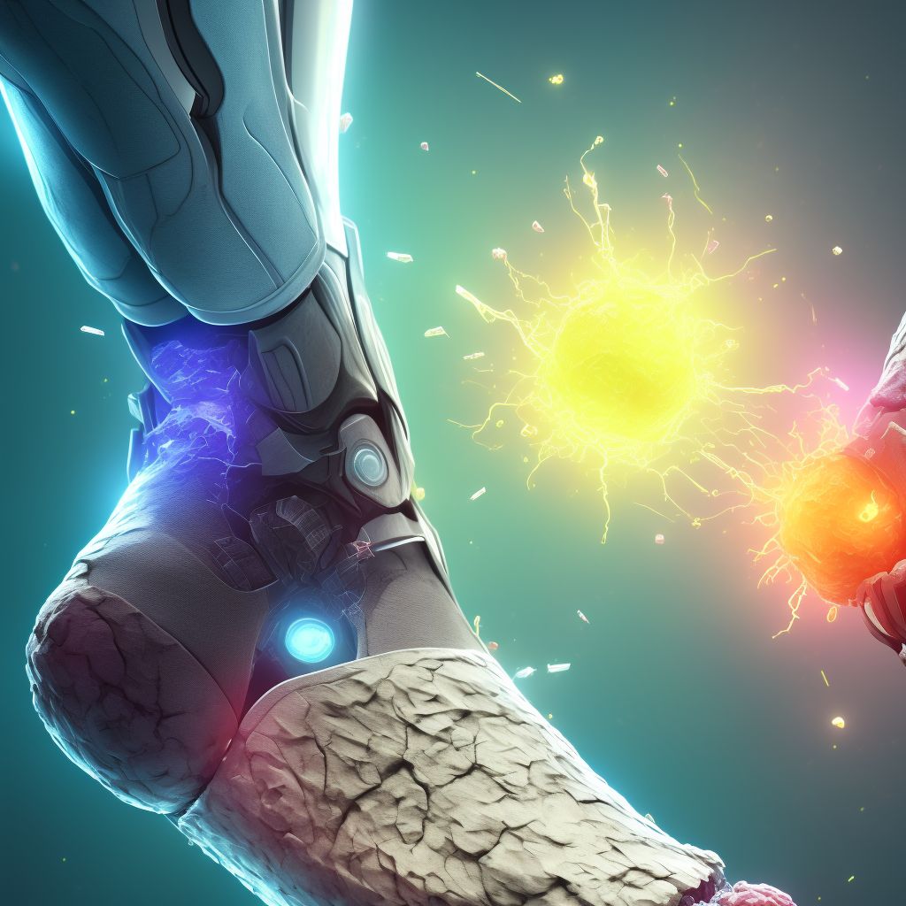 Crushing injury of right foot, sequela digital illustration