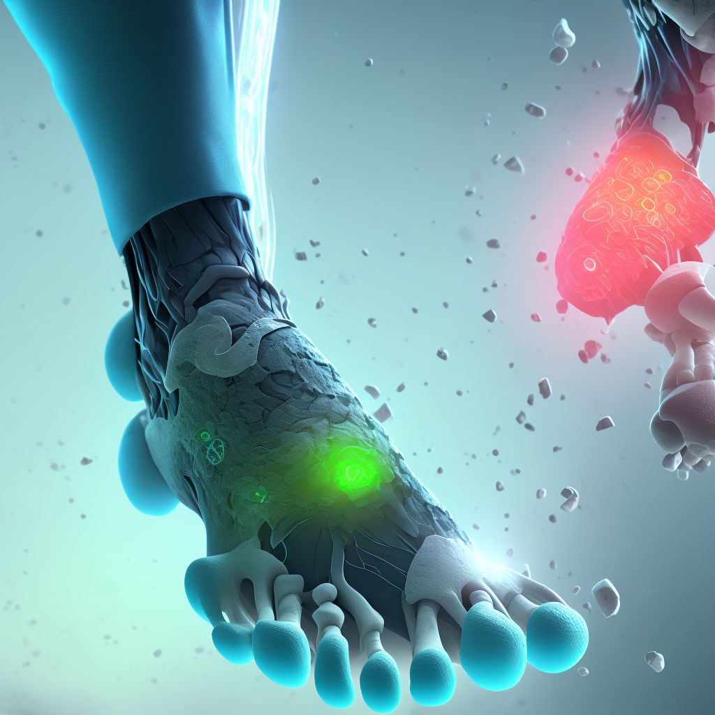 Crushing injury of left foot, sequela digital illustration