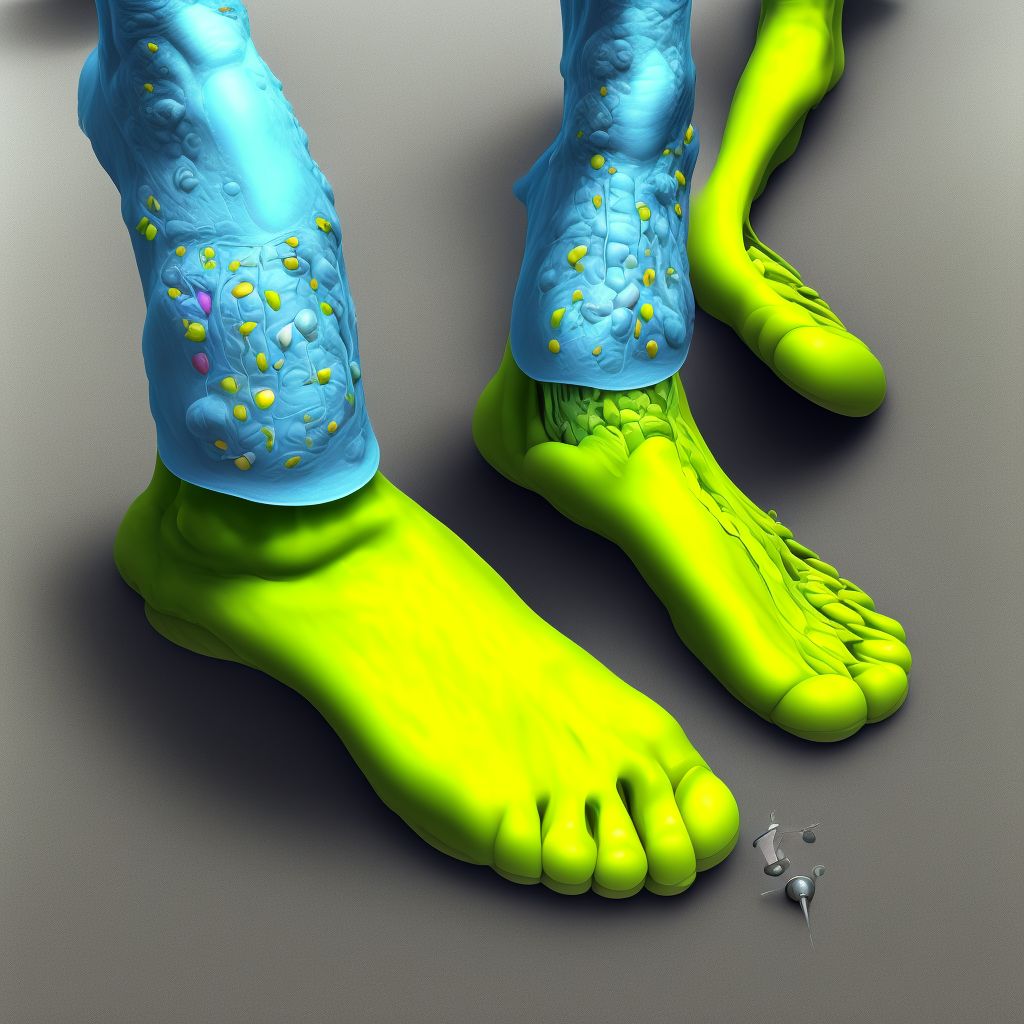 Complete traumatic amputation of left foot at ankle level, sequela digital illustration