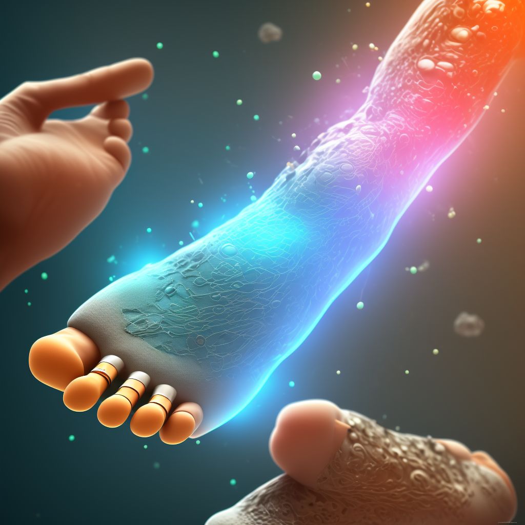 Complete traumatic amputation of unspecified foot at ankle level, initial encounter digital illustration