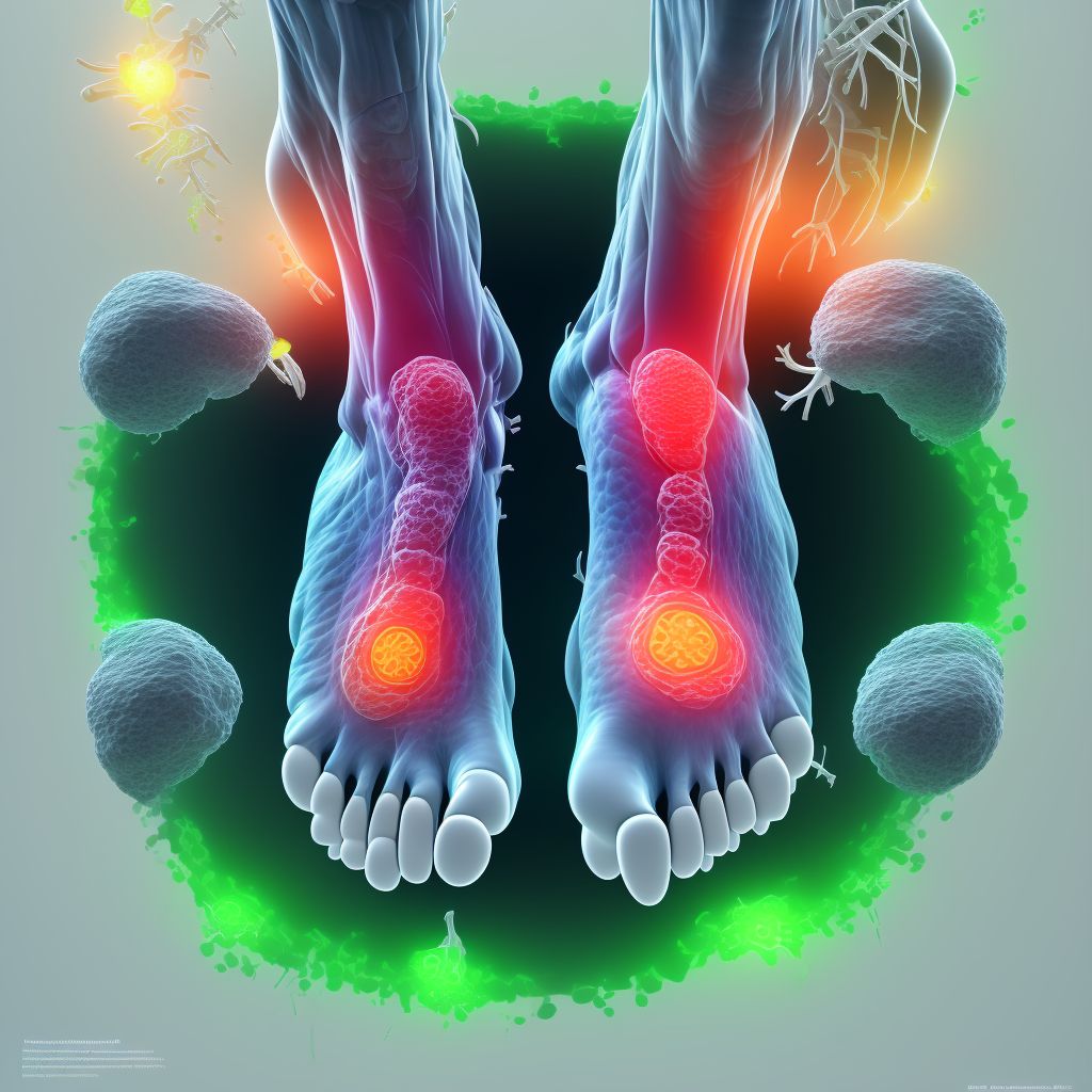 Complete traumatic amputation of unspecified foot at ankle level, sequela digital illustration