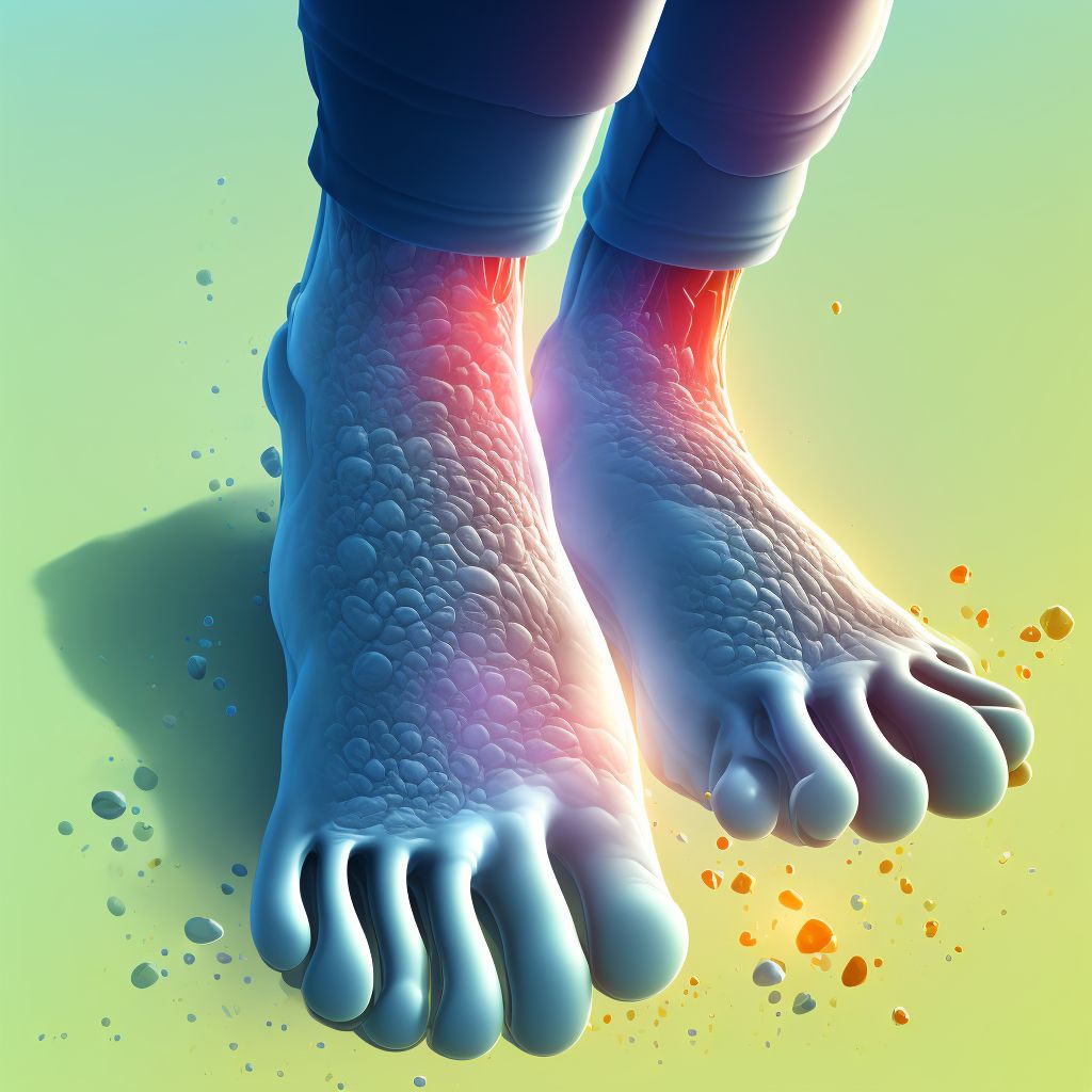 Partial traumatic amputation of right foot at ankle level, sequela digital illustration