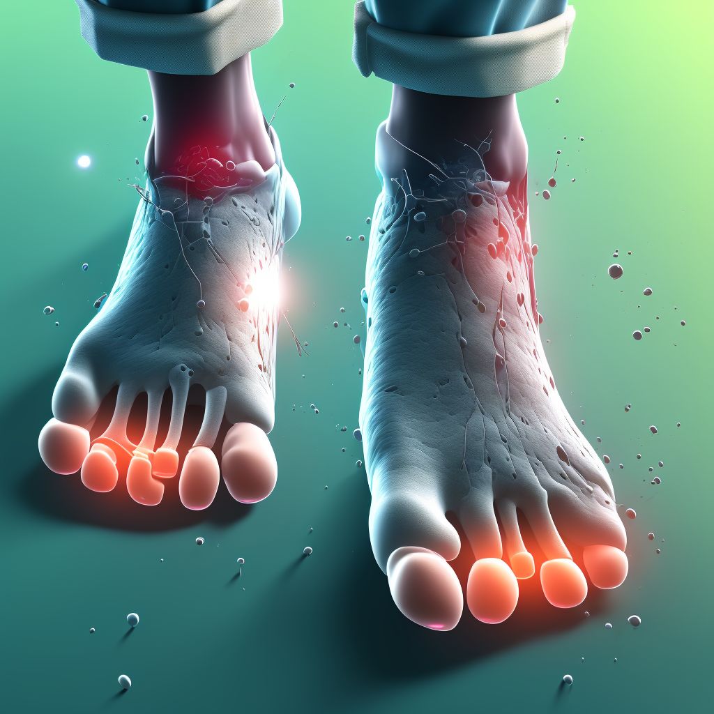 Partial traumatic amputation of unspecified foot at ankle level, initial encounter digital illustration