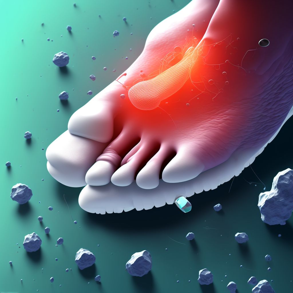 Partial traumatic amputation of unspecified foot at ankle level, subsequent encounter digital illustration