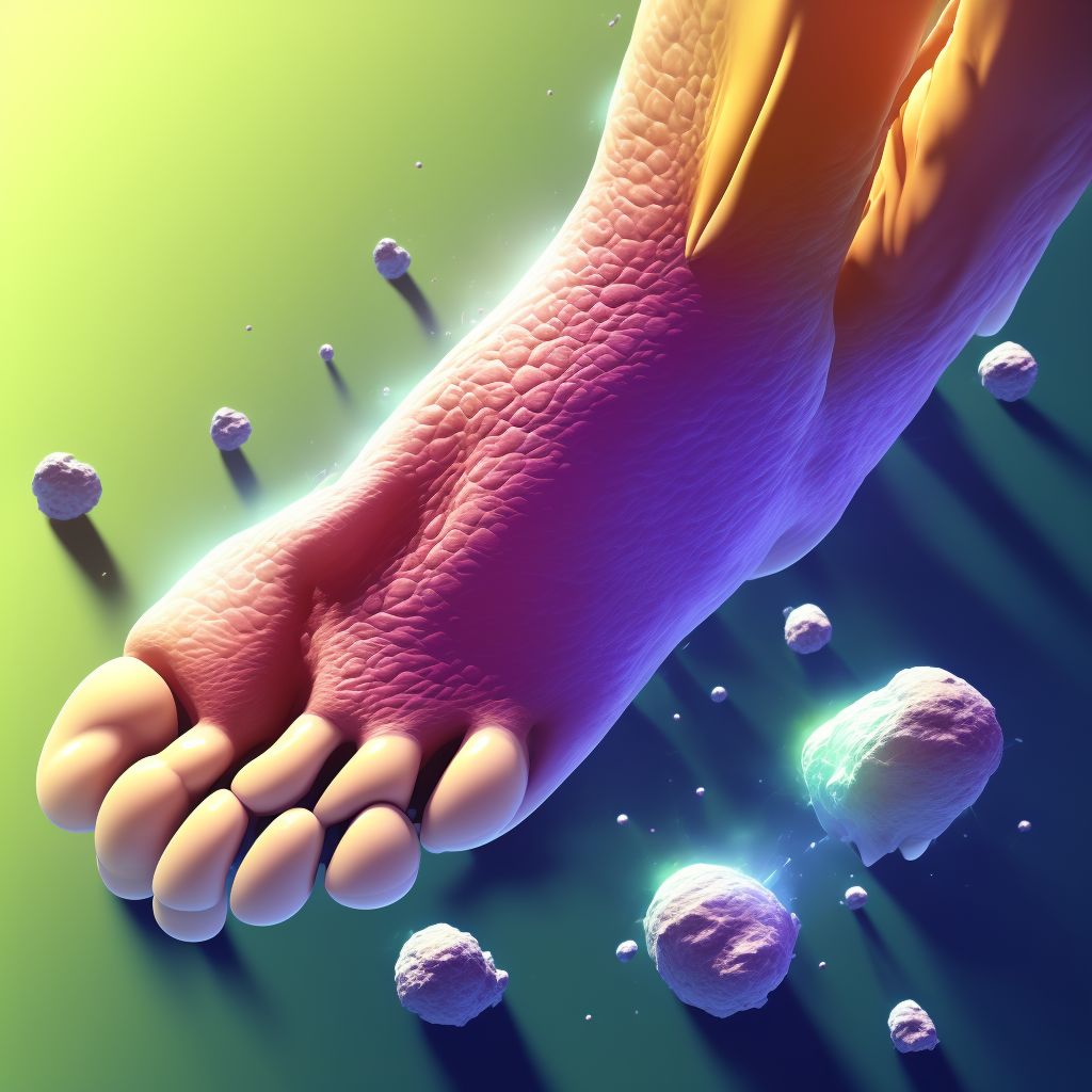 Partial traumatic amputation of left great toe, subsequent encounter digital illustration