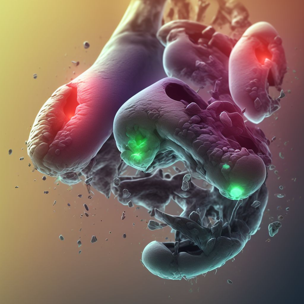 Partial traumatic amputation of left great toe, sequela digital illustration