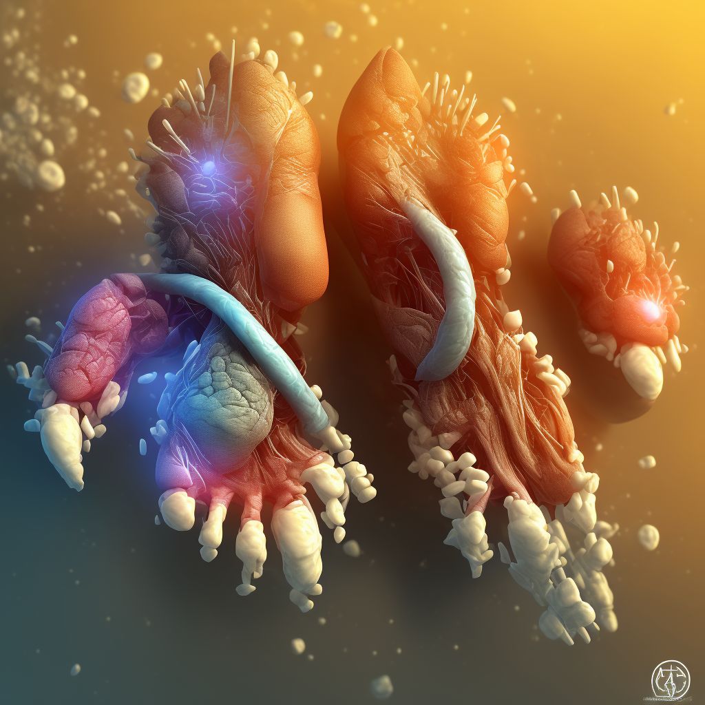 Complete traumatic amputation of two or more right lesser toes, sequela digital illustration